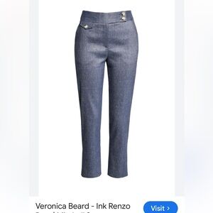 Veronica Beard Ink/White Renzo Linen Blend Cropped Pant. Size 6. EUC